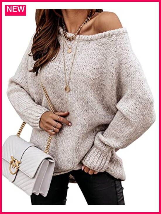 Sweaters - Oversized Chunky Knit Pullover Sweater Long Sleeve Slouchy Crew Neck